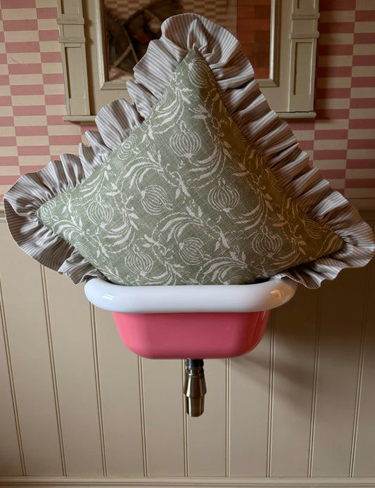 GP&J Baker Green ‘Pomegranate’ x Blue/Cream Stripe Ruffle