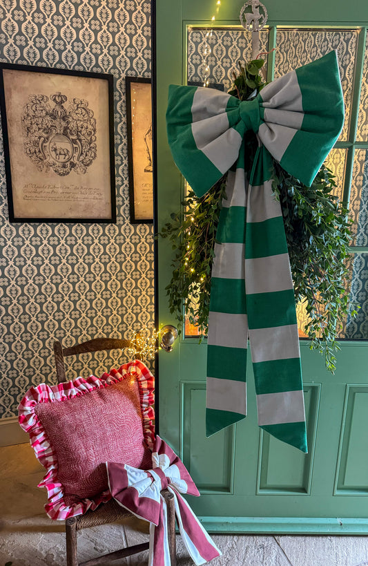 Door Bow XL Green Stripe